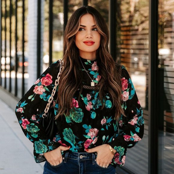 Vici Tops - RIOS FLORAL LACE BLOUSE